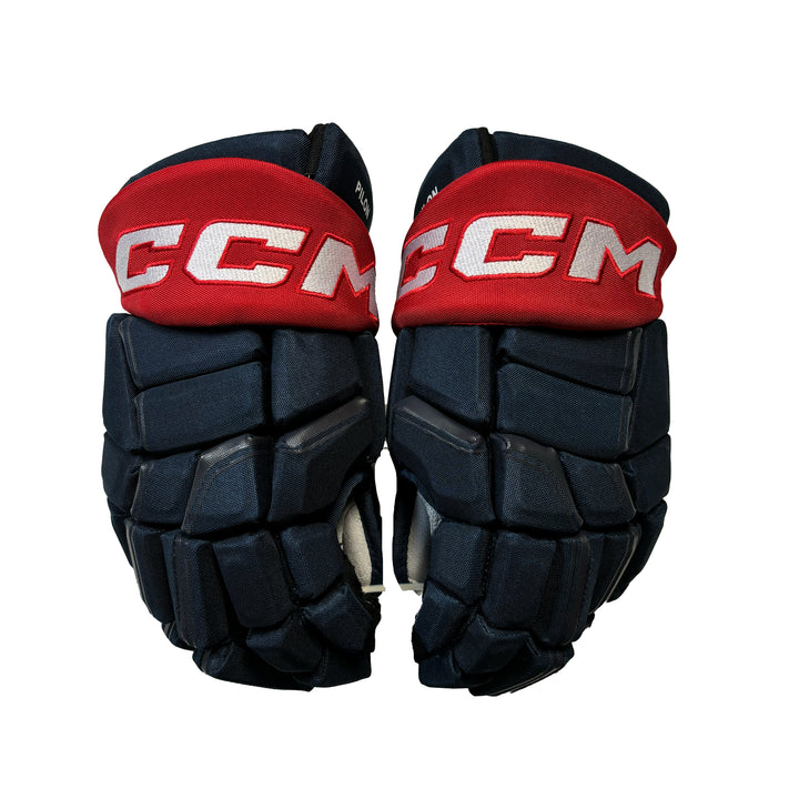 CCM HGQL - Washington Capitals - Pro Stock Hockey Gloves - Garrett Pilon