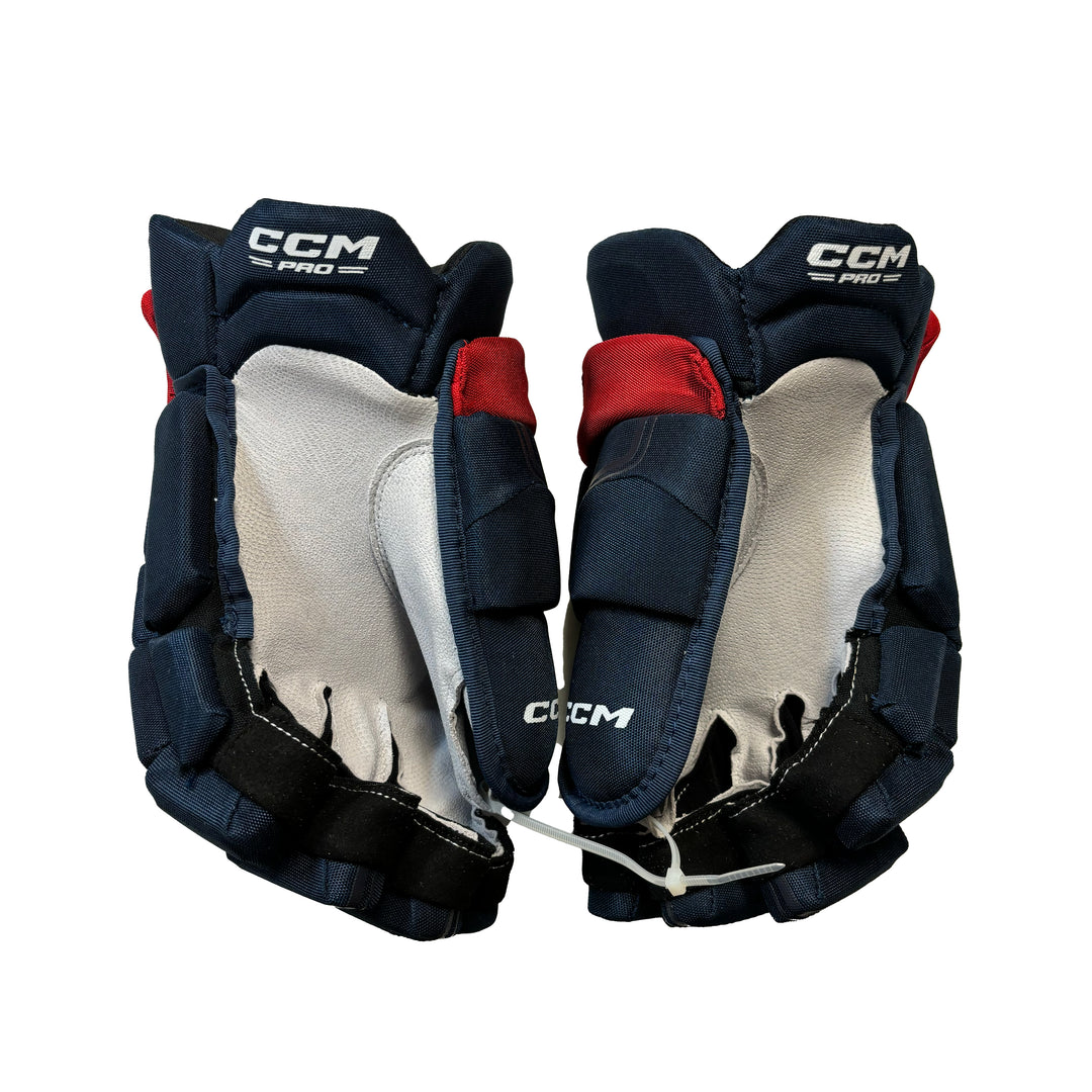 CCM HGQL - Washington Capitals - Pro Stock Hockey Gloves - Garrett Pilon