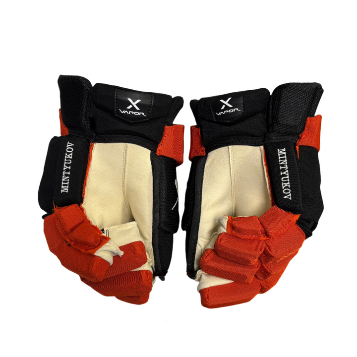 Bauer Vapor Hyperlite - Anaheim Ducks - Pro Stock Hockey Gloves - Pavel Mintyukov