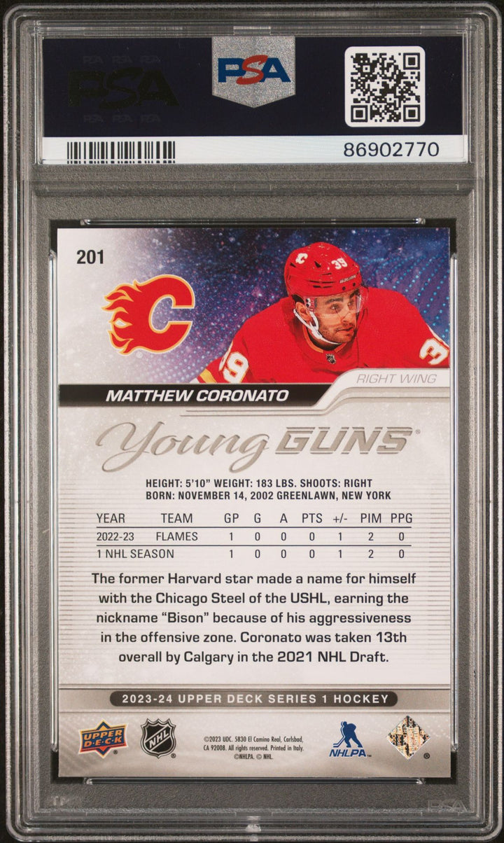 2023-2024 Upper Deck Series 1 - Matthew Coronato Young Guns PSA