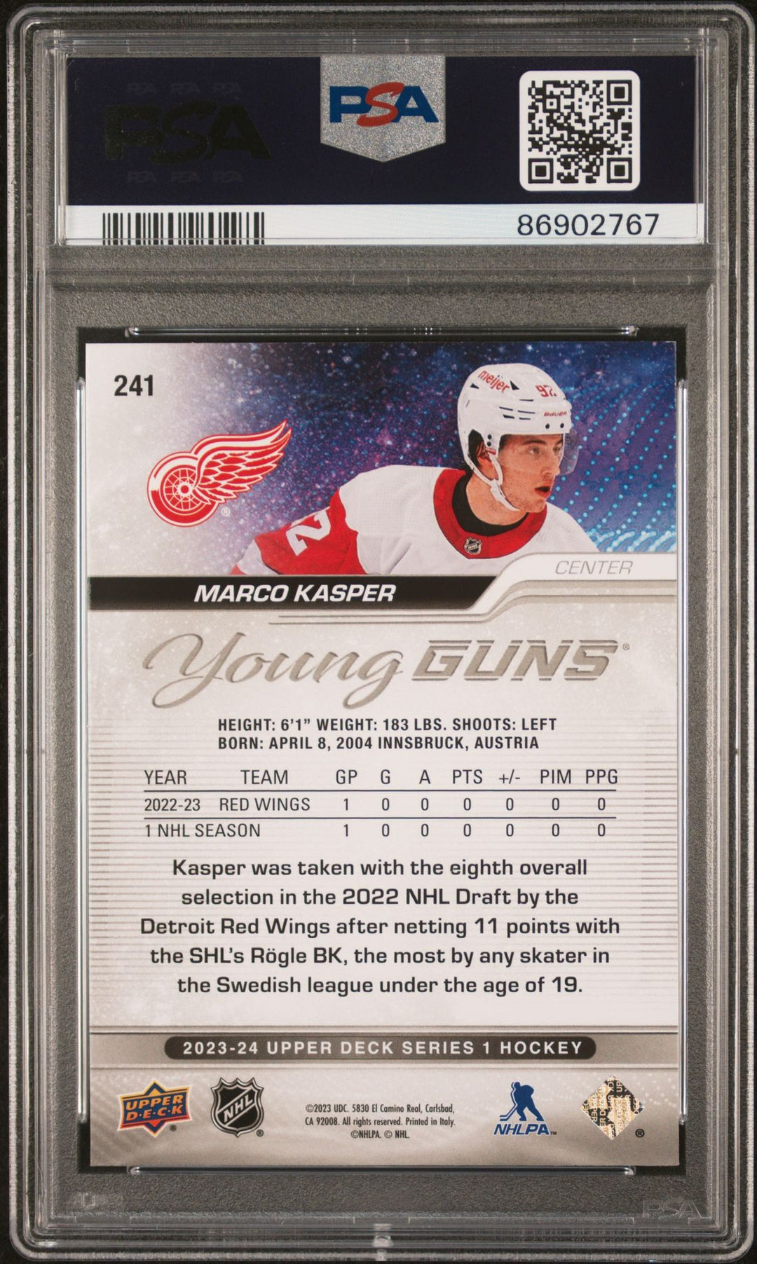 2023-2024 Upper Deck Series 1 - Marco Kasper Young Guns PSA