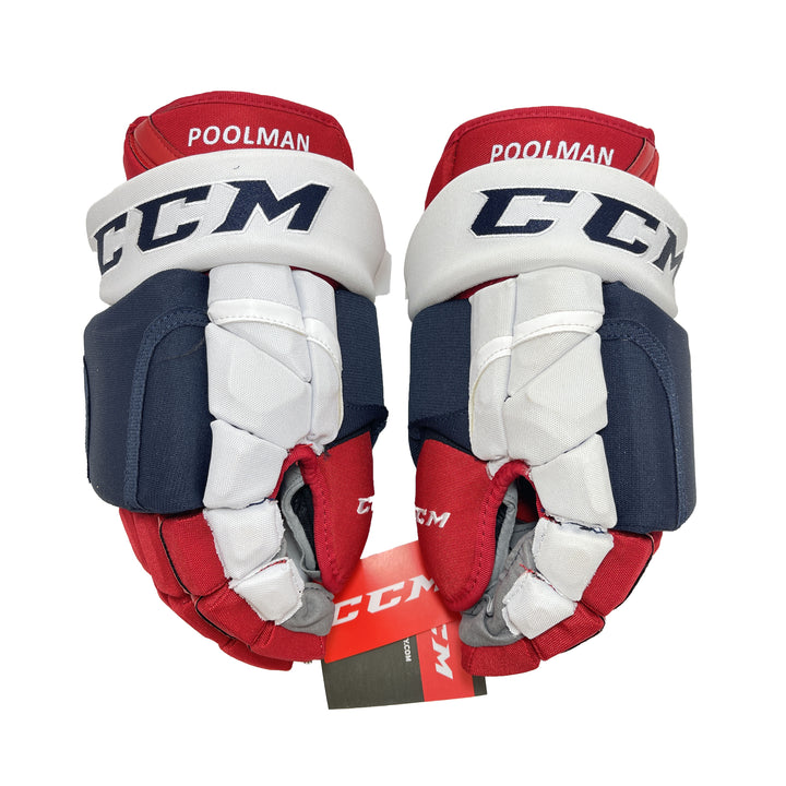 CCM HG12 Winnipeg Jets Heritage Classic 15" Pro Stock Gloves - Tucker Poolman